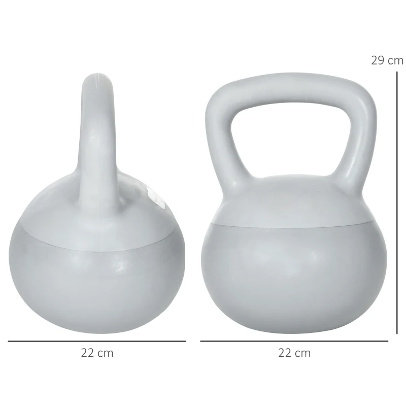 SPORTNOW Kettlebell 10kg in PVC e Sabbia Metallica per Allenamento Spalle e Bicipiti, 22x22x29 cm, Grigio