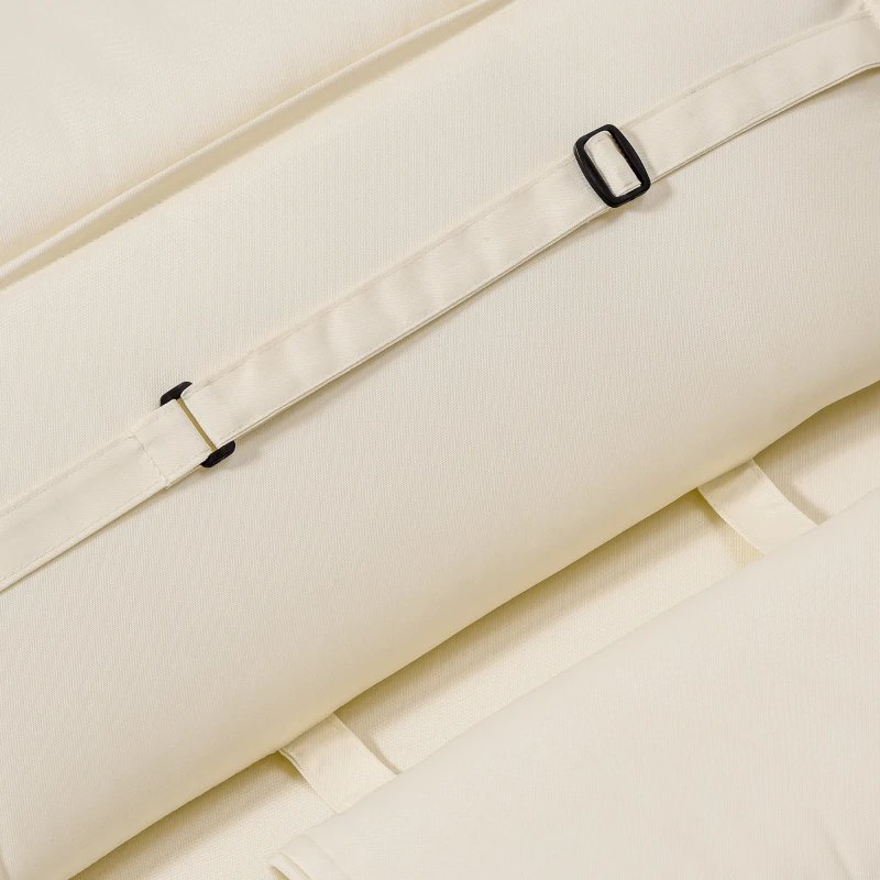 Outsunny Garden Sun Lounger Cushion Replacement Soft Sunbed Reclining Chair Relaxer Pad with Pillow, Cushion ONLY - Cream White