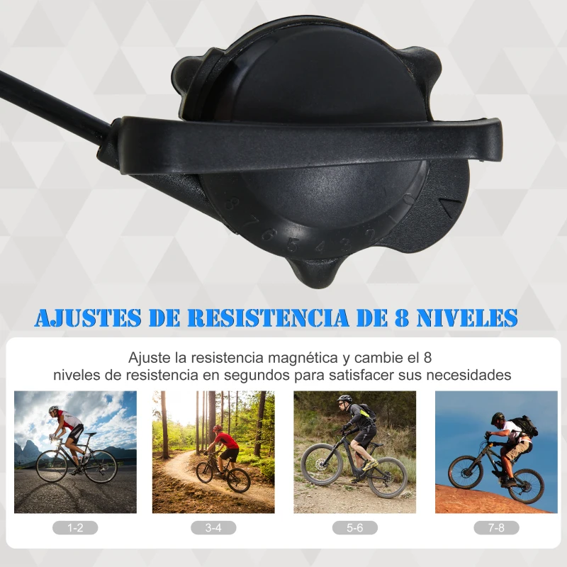 HOMCOM Entrenador de Bicicleta Rodillo para Bicicleta Plegable Portátil con Resistencia Magnética Ajustable de 8 Niveles para Ruedas de 650C, 700C o 26" - 29" 77x56x47,5 cm Azul