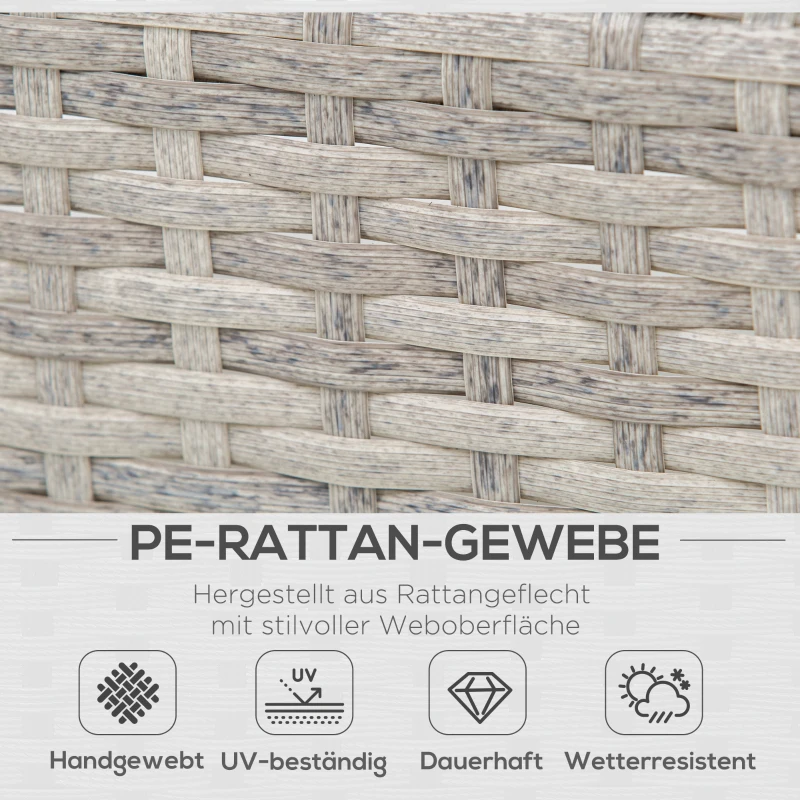Outsunny Polyrattan-Lounge-Set für 4 Personen Couchtisch Beistelltisch Wetterbeständig Grau + Braun