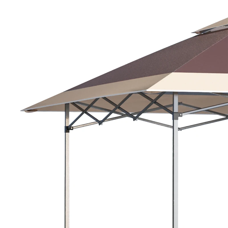 Outsunny Faltpavillon Pop-Up-Zelt Gartenpavillon Rollentasche Oxford-Gewebe 3,6 x 3,6 m Dunkelbraun + khaki