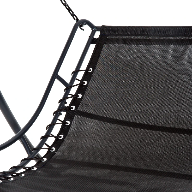 Outsunny 2 Seater Garden Swing Seat Bed, Sun Lounger with Adjustable Canopy, Cushioned Seat and Weather Resistant Steel Frame for Patio, Yard, Grey