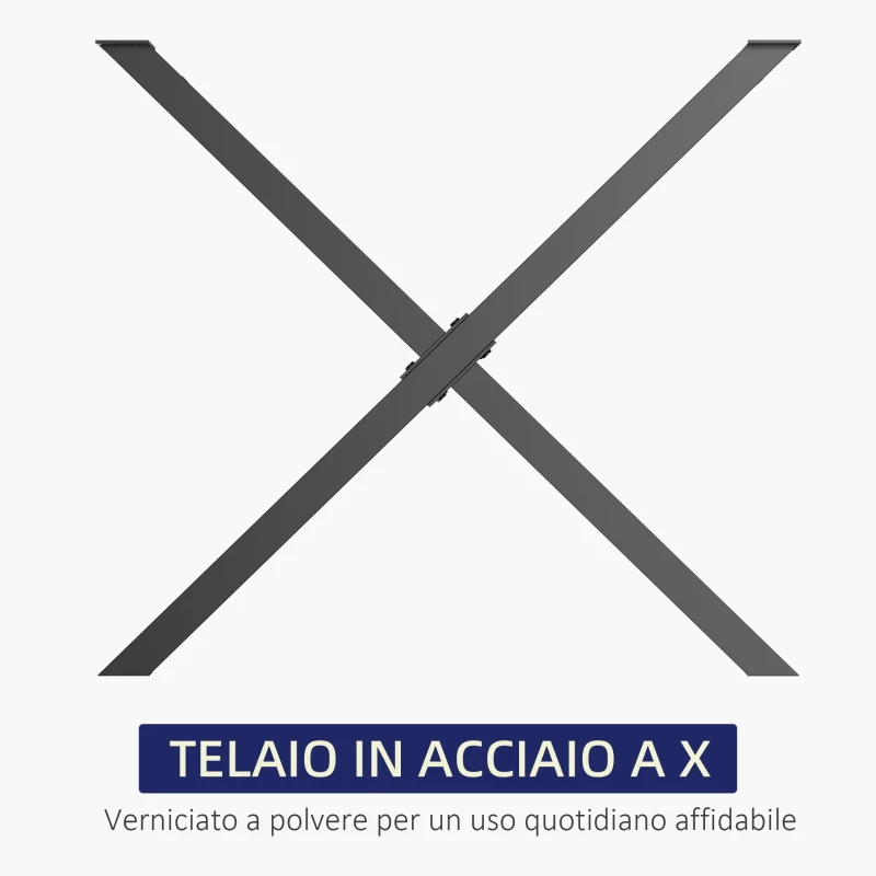 HOMCOM Set 2 Pezzi Gambe Tavolo in Acciaio a X con 16 Viti Incluse, Gambe preforate con 4 Fori, 80x4x72cm, Nero