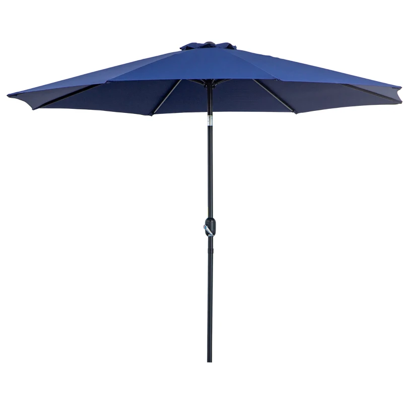 Outsunny Ombrellone da Giardino 3x2.5 Inclinabile con Manovella e Palo Smontabile, in Metallo e Poliestere Blu