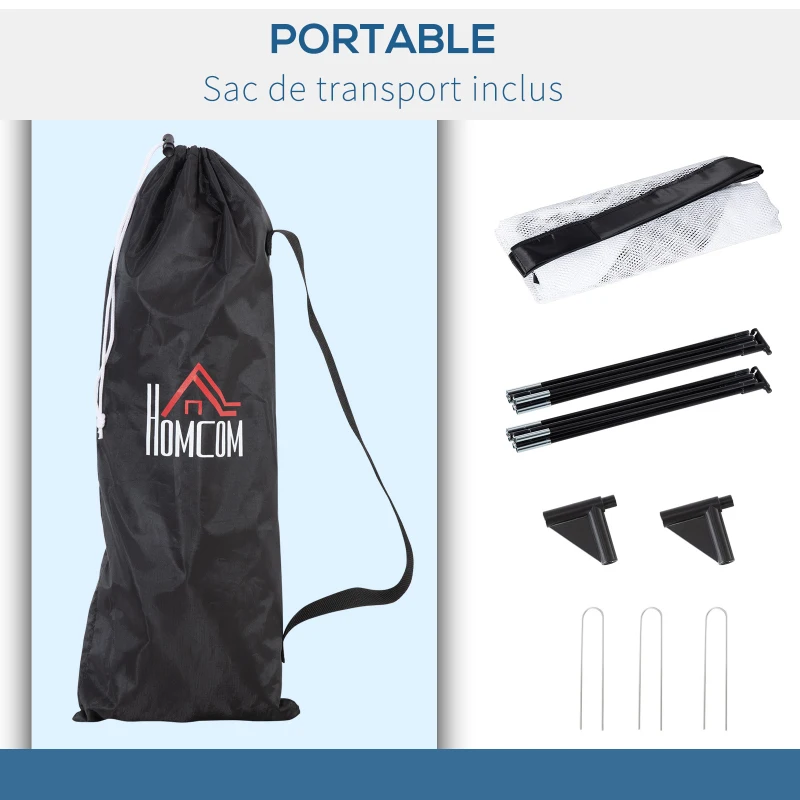 HOMCOM Cage de Football système Pop Up avec sac de transport et piquets de fixation dim. 247L x 203l x 201,5H cm noir et blanc