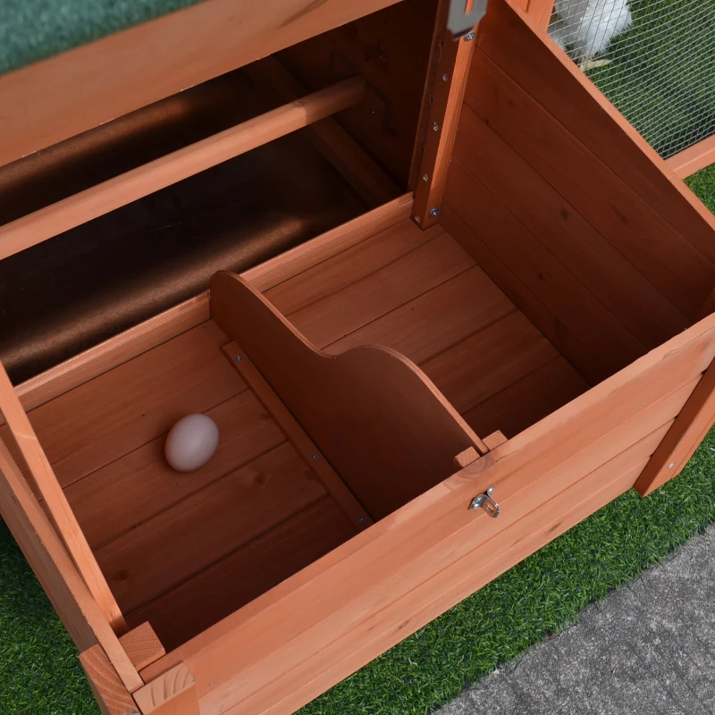 PawHut Hühnerstall Hühnerhaus mit Nistkasten Eierkiste mit 2 Fächern, Tanne, Draht, Asphalt, 223,5 x 145 x 81 cm, Orange+Grün