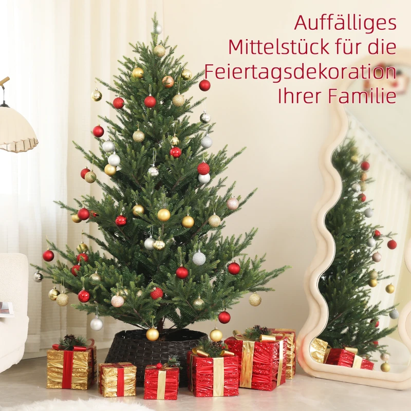 HOMCOM Künstliche norwegische Fichte, Weihnachtsbaum mit 1046 Spitzen, Metallsockel, Grün