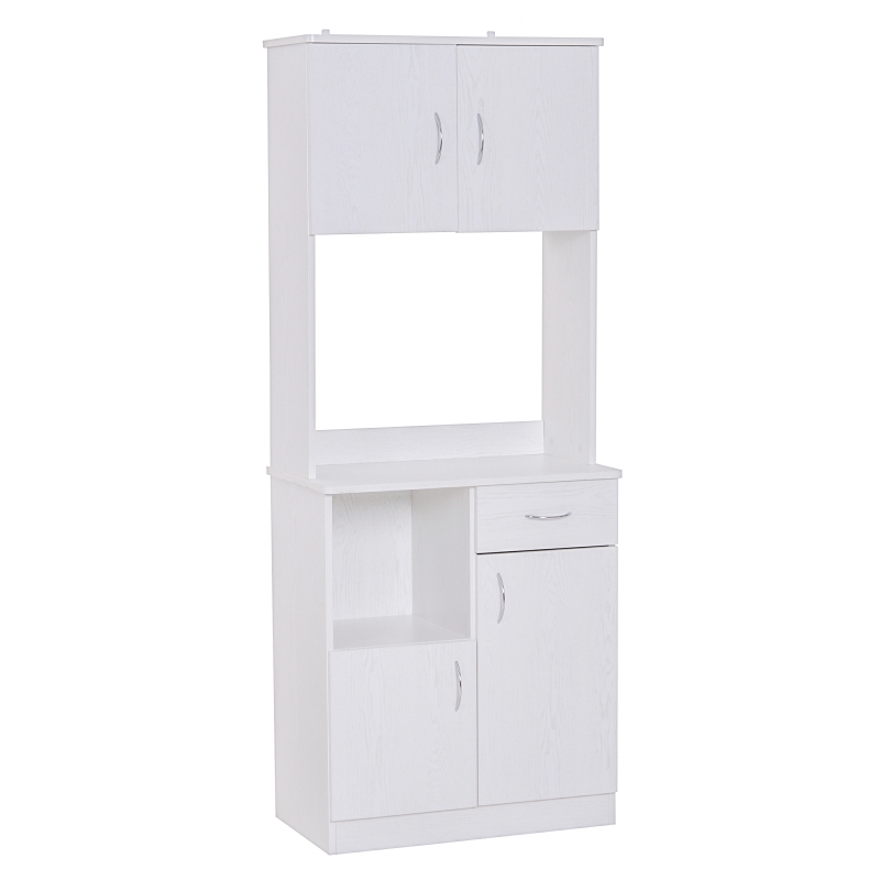 HOMCOM Armario Alacena Buffe Aparador de Cocina Organizador Mueble Auxiliar de Cocina 3 Puertas 1 Cajón y Encimera Abierta para Almacenamiento 71x41x178cm