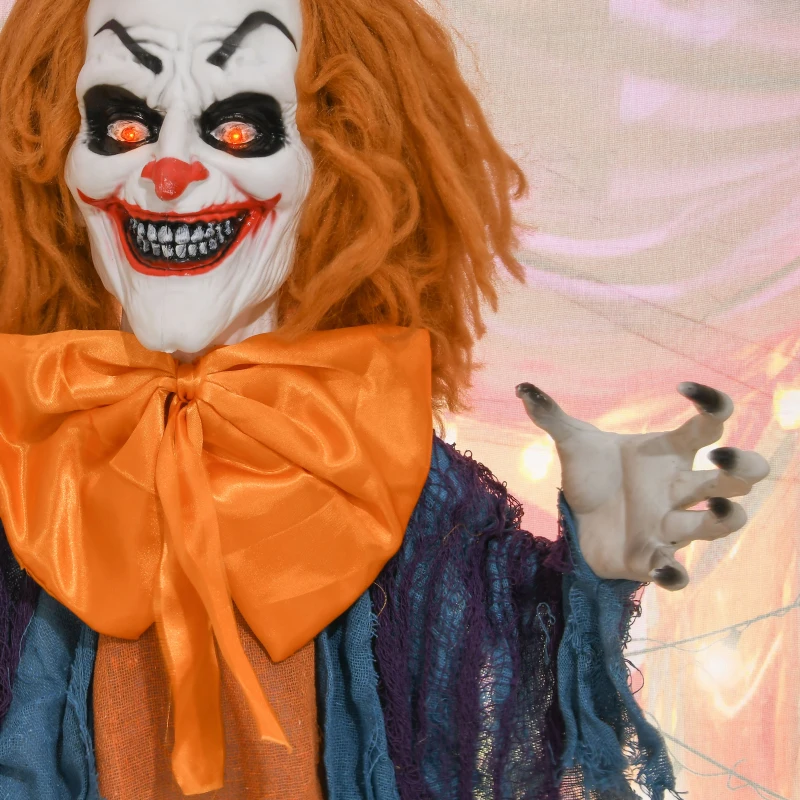 HOMCOM Horrorclown, Helloweendeko, aktiviert mit Geräusche/Berührung, rote Augen, Sound, 168 cm(m-8)