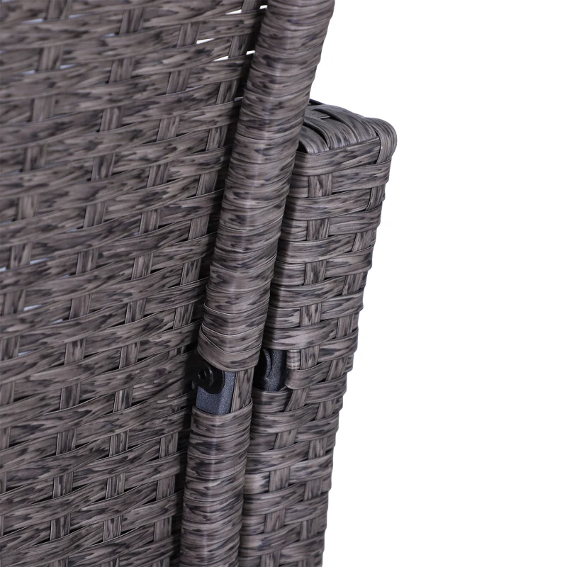 Outsunny 5 Pieces PE Rattan Garden Furniture Set with 10cm Thick Padded Cushions, Wicker Weave Outdoor Seating Chairs with 2 Armchairs, 2 Stools, Glass Top Table, Dark Grey