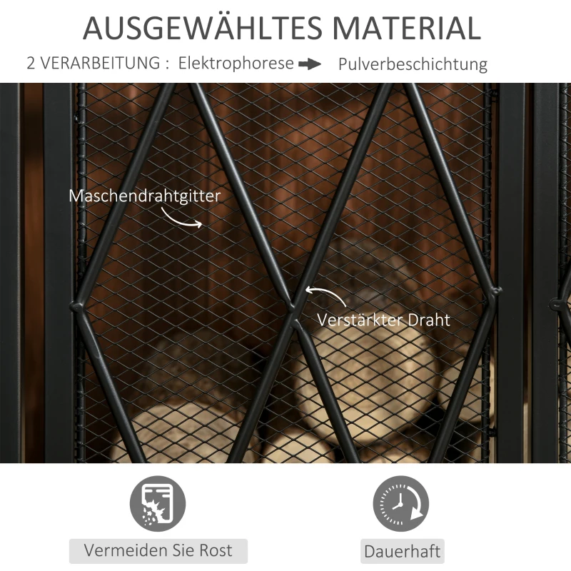 HOMCOM Funkenschutzgitter Funkenschutz, klappbar, 3-teilig, 120 cm xx 79 cm, Schwarz