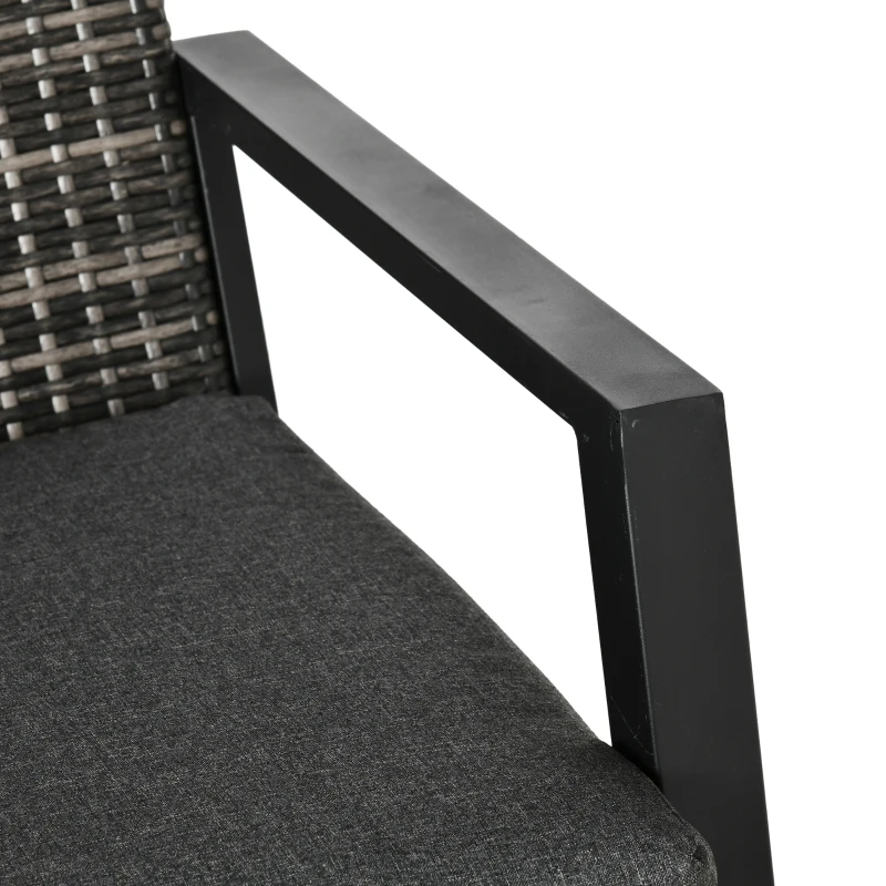 Outsunny Conjunto de Muebles de Exterior con Sofá de 2 Plazas Sillones y Mesa de Centro para Terraza Patio Negro