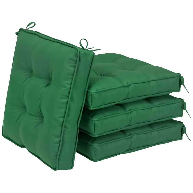 Outsunny Set of 4 42 x 42cm Outdoor Seat Cushions - Green