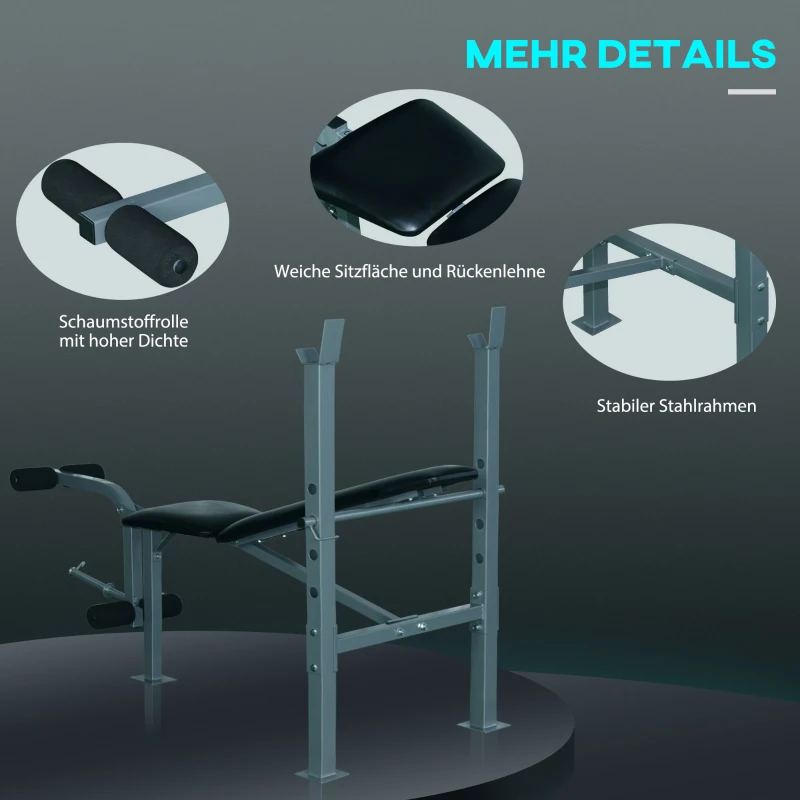 HOMCOM Multifunktion Hantelbank Trainingsbank Kraftstation Schrägbank Fitnessstation Fitnessgerät Stahl 165 x 68 x 114 cm
