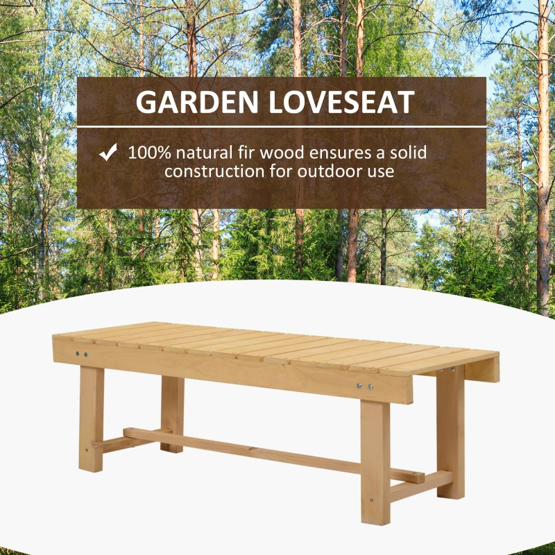 Outsunny Wooden Garden Benches, 2 Seater Outdoor Benches, Fir Wood Backless Patio Loveseat with Slatted Seat for Park, 110 x 38 x 35 cm, 5 Pieces, Natural Wood Finish