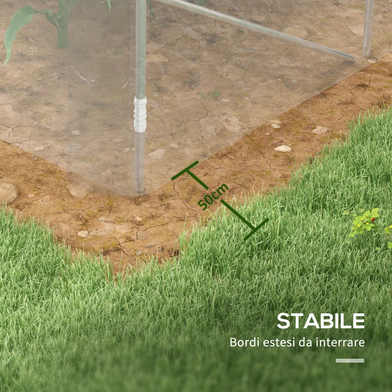 Outsunny Serra a Tunnel per Orto Trasparente in Acciaio e PE con Porta a Battente, 4x3x2m