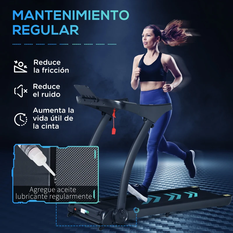 HOMCOM Cinta de Correr y Andar Plegable con 12 Programas Velocidad hasta 14 km/h Pantalla LED Pulsómetro Superficie Grande 122x41 cm y Ruedas de Transporte 153x77x124 cm Negro