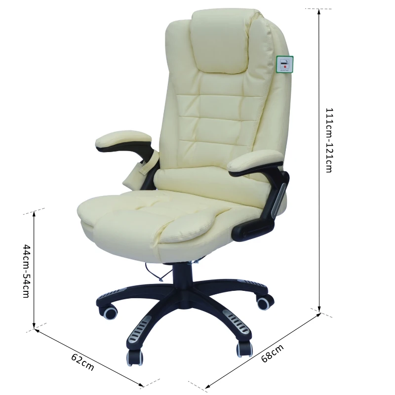 Homcom Fauteuil de Bureau Massant Crème 62 x 68 x 121 cm