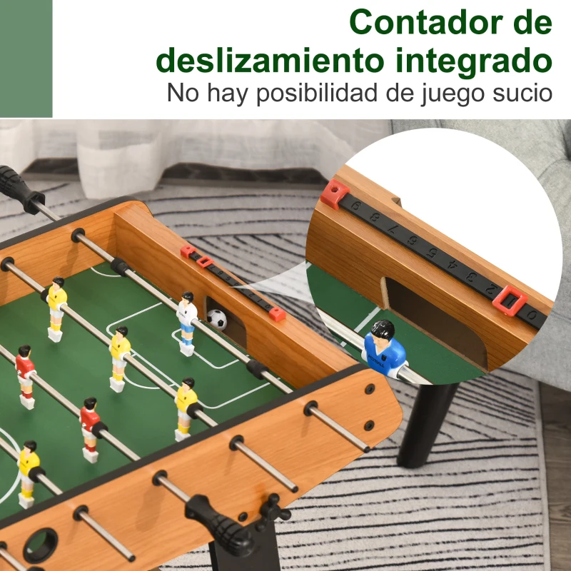 HOMCOM Futbolín con 22 Jugadores Juego de Mesa de Fútbol para Niños y Adultos con 2 Marcadores 98x42x62,5 cm Natural y Negro