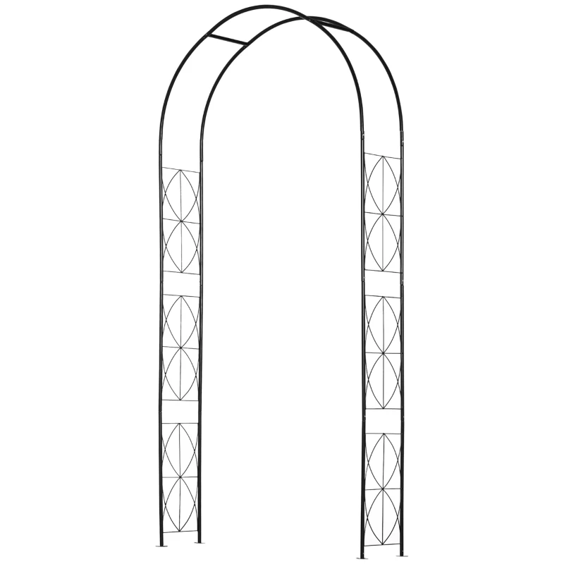 Outsunny Arche de Jardin arche à rosiers treillis plantes grimpantes style Fer forgé dim. 114L x 30l x 230H cm métal époxy Noir