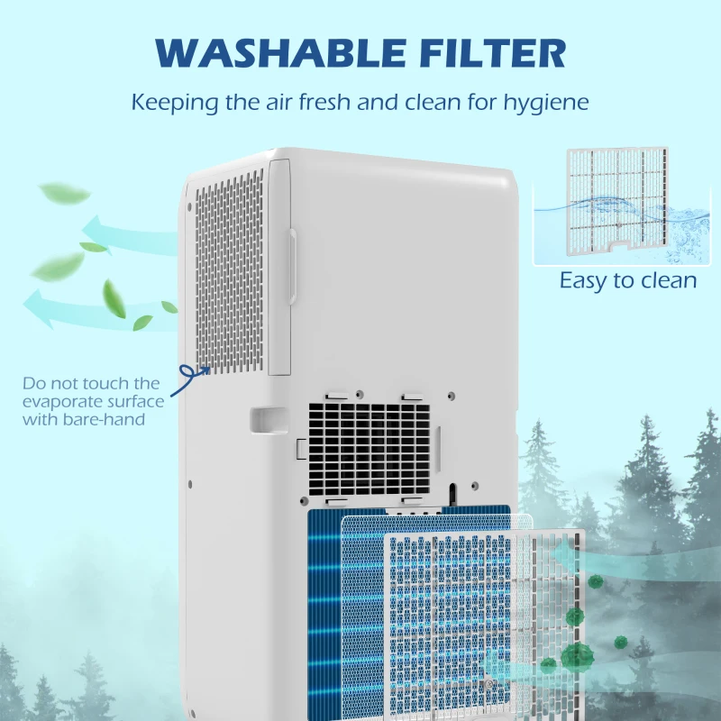 HOMCOM 9,000 BTU Mobile Air Conditioner for Room up to 28m², with Dehumidifier, 24H Timer, Wheels, Window Mount Kit