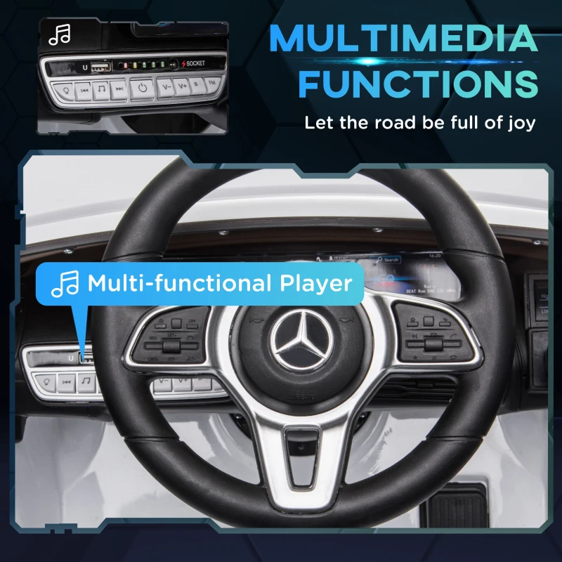 HOMCOM Mercedes Benz EQC Licensed 12V Kids Electric Ride On Car with Parental Remote Control Battery-powered 2 Motors Music Lights Bluetooth for 3-5 Years Old White