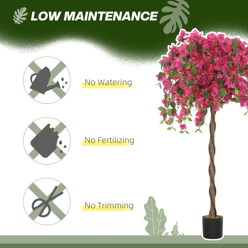 HOMCOM Set of 2 Decorative Artificial Plants, Murraya Flowers in Pots, Fake Plants for Home Indoor Decor, 120cm, Red