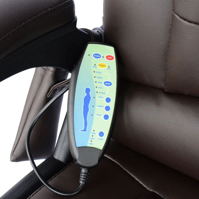 HOMCOM Silla de Oficina y Escritorio Regulable en Altura Reclinable 135° y Función Basculante Con Calefacción y Función Masaje con 5 Programas y 6 Puntos Vibratorios 62x68x111-121cm Hasta 120kg Marrón