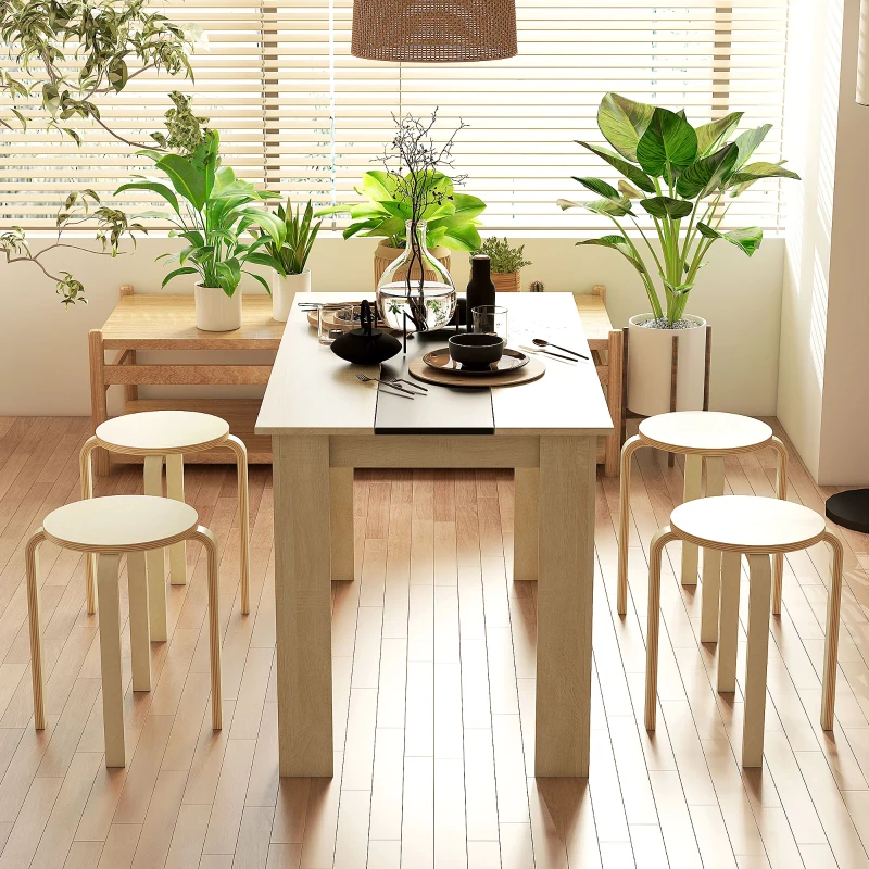 HOMCOM Stuhl, robust, Sitzhöhe 45 cm, Ø40x45 cm, Naturholz-Finish