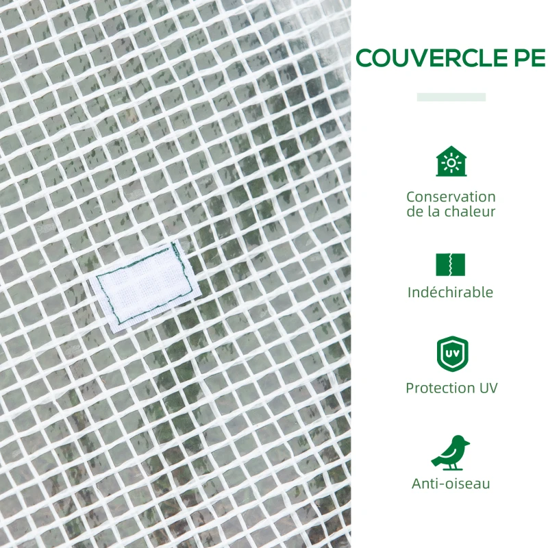Outsunny Mini Serre Pop-up de Jardin mini serre tunnel Serre à tomates toit pointu 4 Portes zippées Enroulable - dim. 2,4L x 1,2l x 0,75H m - Sac Transport Inclus - PE Blanc Vert