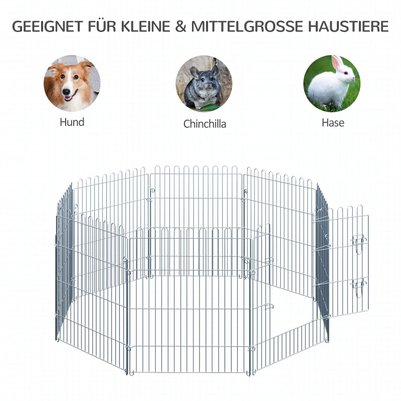 PawHut Freilaufgehege Welpenauslauf Welpenzaun Laufstall Welpengitter für Tiere 8-teilig B63 x H76 cm