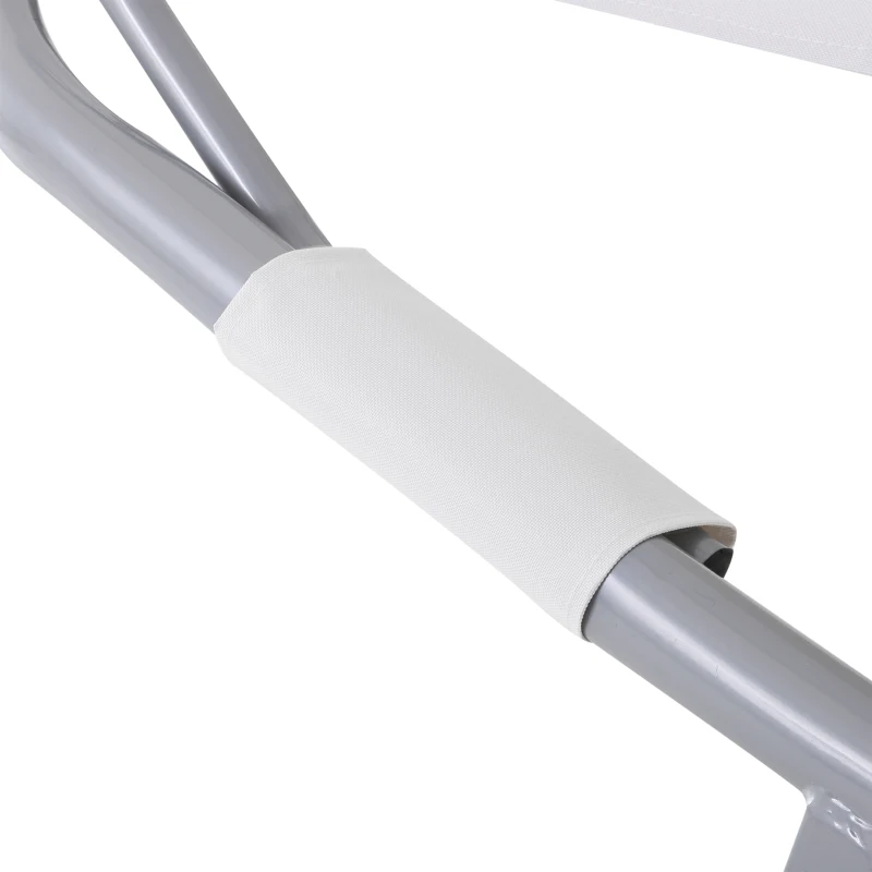 Outsunny Bain de Soleil 2 Places lit de Jardin Design Contemporain Toit réglable 2 roulettes 2 oreillers Acier époxy Polyester crème