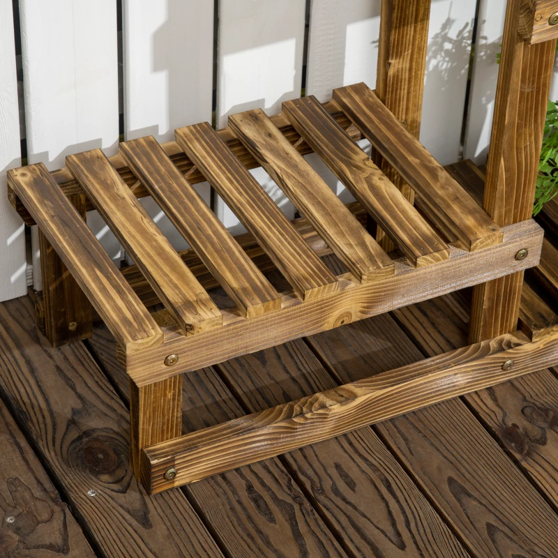 Outsunny Scaffale per Piante da Esterno a 4 Ripiani con Decorazione a Mulino, 76x30x90 cm
