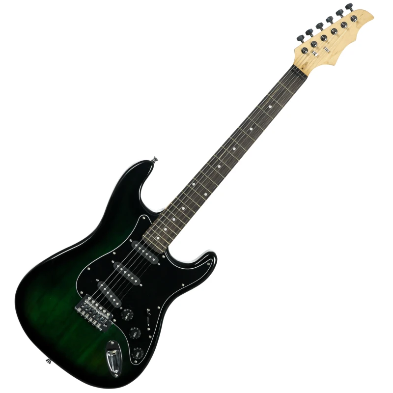 SPORTNOW Six-String Electric Guitar, with 15W Amplifier, Digital Turner, Picks, Shoulder Strap, Case Bag - Dark Green