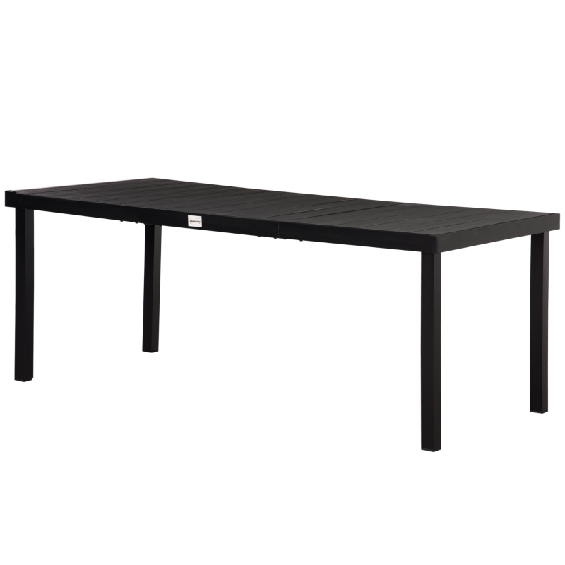 Outsunny Table à manger de jardin pour 8 personnes, table de jardin extérieure en aluminium, pour patio, terrasse, 190 x 90 x 74 cm, noir