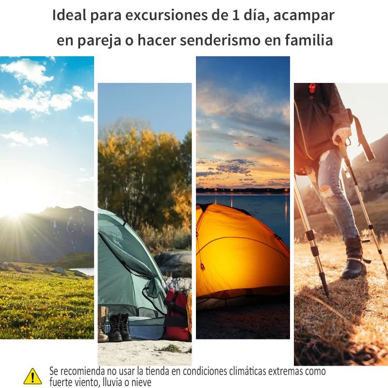 Outsunny Tienda de Campaña para 3-4 Personas Impermeable 2000mm Tienda Iglú Familiar Portátil con 2 Dormitorios 2 Puertas para Trekking Camping Playa Aventura 480x220x190 cm Verde
