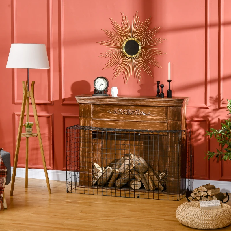 HOMCOM Extendable Fire Guard Screen, Freestanding Fire Screen Spark Guard, Folding Fireplace Cover, Wire Mesh, Child & Pet Safety Barrier for Fireplaces, 81.5-160cm, Black