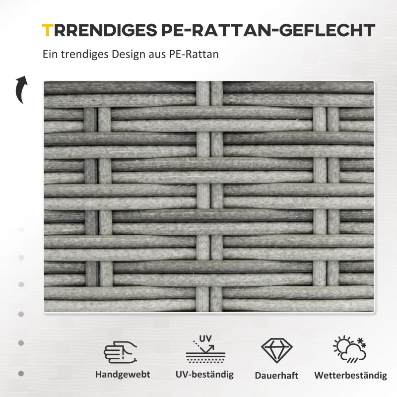 Outsunny Polyrattan Gartenmöbel Set für 3 Personen Gartengarnitur mit Beistelltisch Kissen Aluminium Hellgrau+Beige