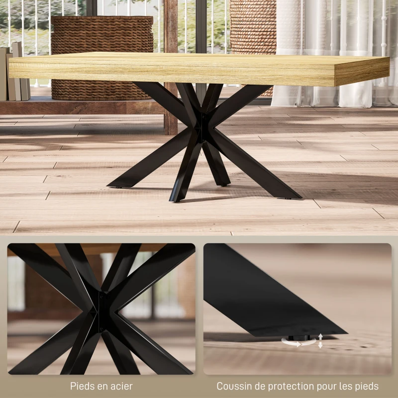 HOMCOM Table Basse rectangulaire table d'appoint Style Industriel en métal Noir et Plateau aspect Bois - dim. 110 x 60 x 45cm