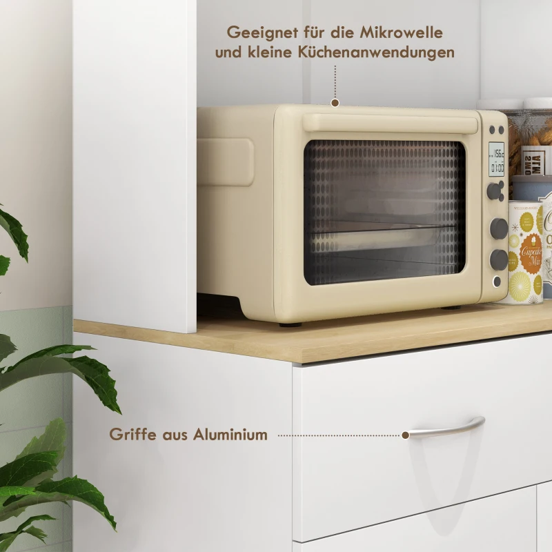 HOMCOM Küchenschrank Küchenbuffet Hochschrank, 1 Schublade, 1 Regal, 80 cm x 40 cm x 180 cm, Weiß