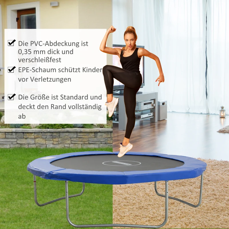 HOMCOM Trampolin Randabdeckung Sicherheitsnetz Wetterplane 8ft 10ft 12ft 15ft Randabdeckung: Ø 305cm-Blau(Trampolin nicht enthalten)