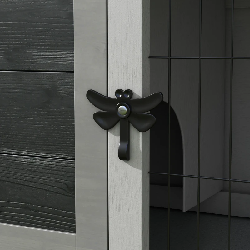 PawHut Conejera de Madera para Mascotas Pequeñas con Bandeja Extraíble y Techo Asfáltico 84x43x70 cm Gris y Negro