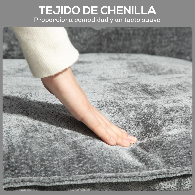 HOMCOM Butaca Moderna para Relax con Tapizado en Chenilla Estructura de Acero y Reposabrazos con Bolsillos 68x76x81 cm Gris