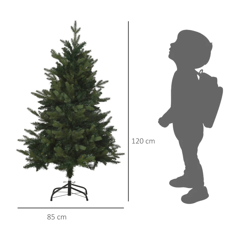 HOMCOM Weihnachtsbaum Christbaum Kunsttanne, 1,2 m, inkl. Ständer, Ø85 cm x 120 cm, Grün