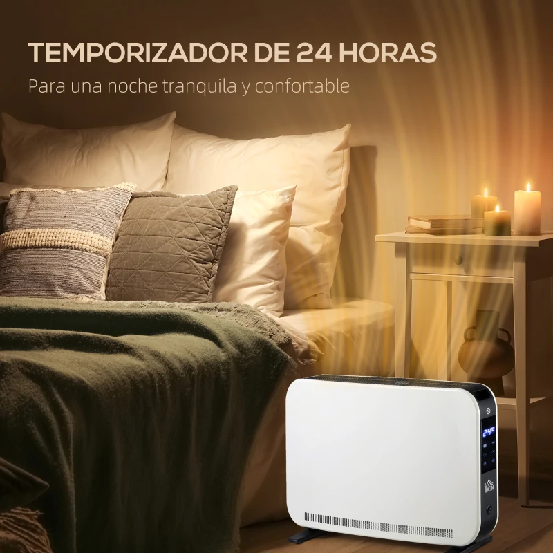 HOMCOM Calefactor Eléctrico 1830-2180W con 3 Modos Pantalla Táctil LED Termostato Regulable Temporizador para 12-18 ㎡ Blanco