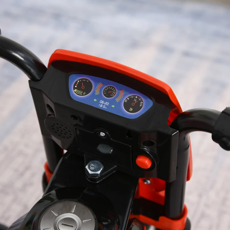 HOMCOM Kids Trike, Toddler Pedal Motorcycle, Kids Ride On Tricycle Early Learning w/ Music Lights Handlebar Stickers Exercise Boys Girls Gift for 18 - 36 Months Red