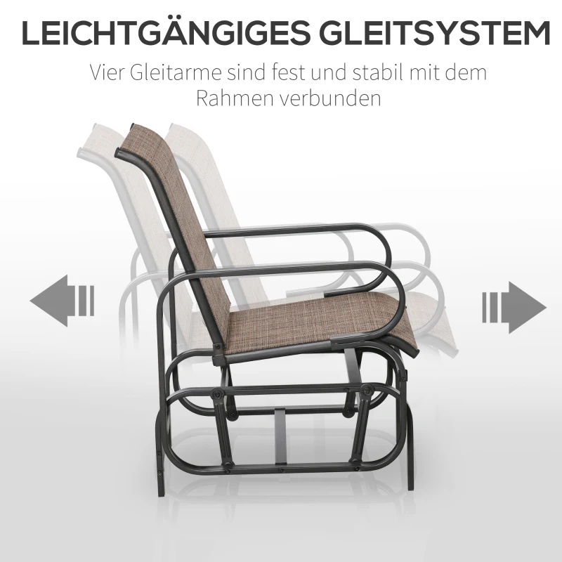 Outsunny Schaukelstuhl Garten Gartenstuhl Relaxstuhl Gartenschaukel Schaukel Stuhl outdoor für Terrasse Balkon Stahl Texteline Braun 62 x 75 x 91,5 cm