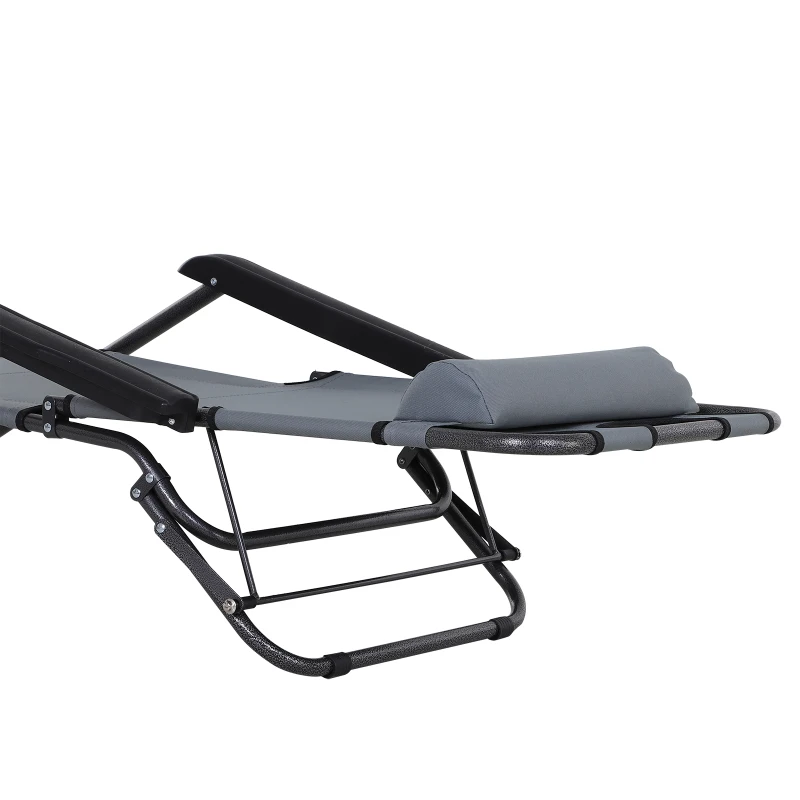 Outsunny Sonnenliege mit Kissen, Klappbare Strandliege, 2-Stufige Gartenliege , 2-in-1 Relaxliege, Metall + Oxfordstoff, Grau 118 x 60 x 80 cm