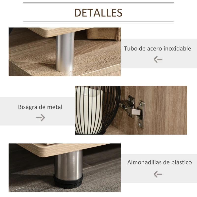 HOMCOM Mesa para TV para Televisores de hasta 55 Pulgadas  con 2 Puertas y 2 Estantes para Dormitorio 120x39,5x52 cm Roble