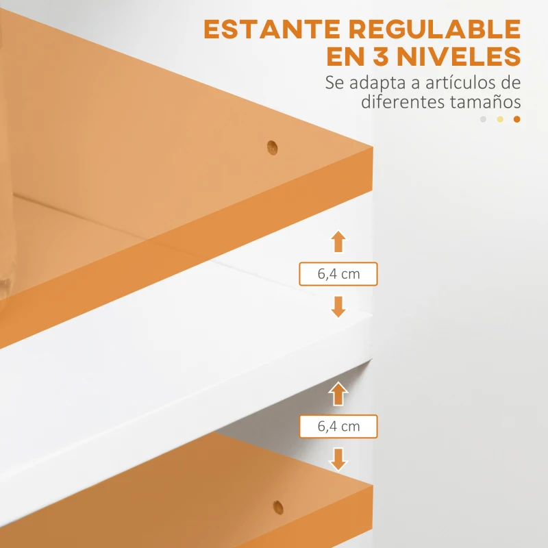 HOMCOM Aparador Armario de Cocina con 2 Puertas Cajón y 3 Estantes Abiertos para Salón Comedor 110x29,5x82 cm Blanco(m-5)